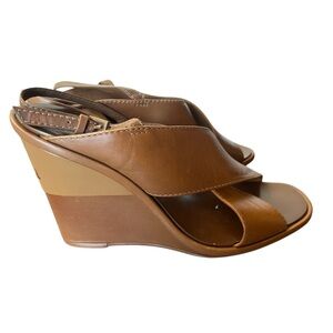 Authentic Tory Burch Gabrielle Wedge Sandals- Size 9 Brown